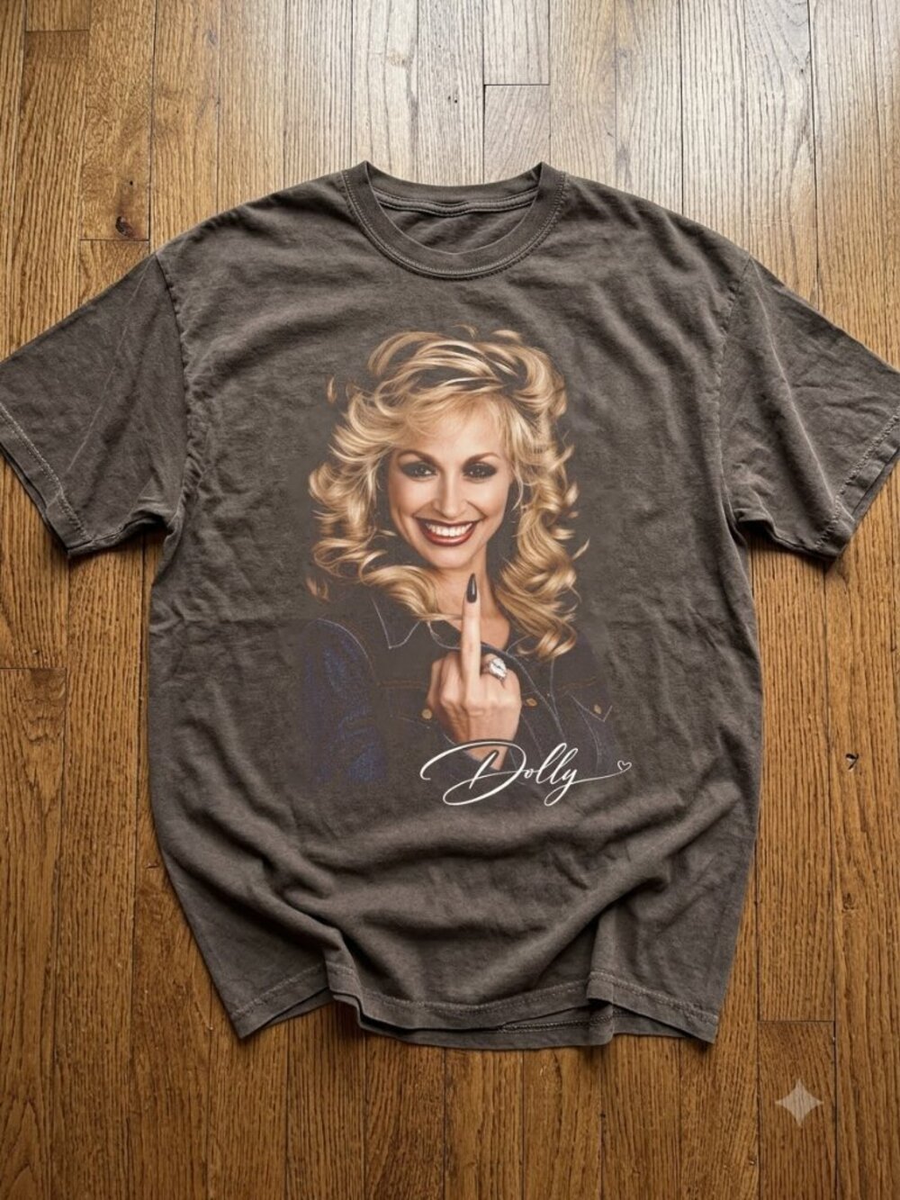 Dolly Parton Middle Finger Comfort Colors TShirt - Espresso Color